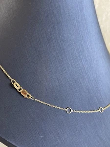 Italian 14k Yellow Gold Rolo Chain Necklace Adjustable 16/17/18” 1.10mm Thick - Picture 1 of 4