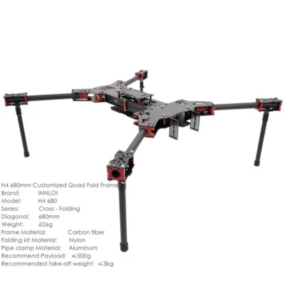 INNLOI H4 680mm Drone Frame Folding Carbon Quad For 15inch Propeller 4310 Motor - Image 1 of 4
