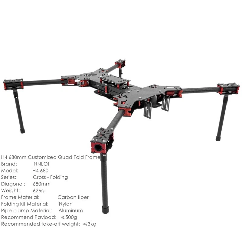 INNLOI H4 680mm Drone Frame Folding Carbon Quad For 15inch Propeller 4310 Motor - Image 1 of 4