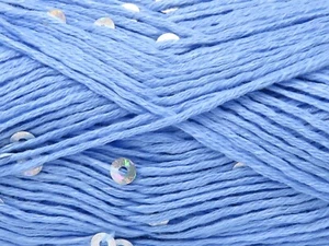 LOT OF 6 Ice NATURAL COTTON LIGHT PAILLETTE Yarn #83375 LIGHT BLUE W/ Sequins - Picture 1 of 4
