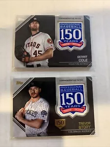 TREVOR STORY GERRIT COLE 2019 TOPPS UPDATE COMMEMORATIVE PATCH LOT GOLD /150 - Picture 1 of 3