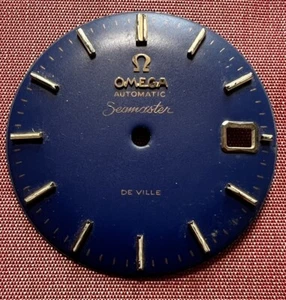 QUADRANTE DIAL OMEGA AUTOMATIC SEAMASTER DE VILLE BLUE FOR CAL. 562 RARO - Foto 1 di 4