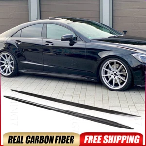 For Benz CLS Class W218 CLS63 Sedan 14UP Real Carbon Side Skirt Extension Lip - Picture 1 of 15