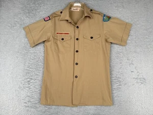 Boy Scouts of America Shirt Youth Large Beige Polyester Blend Utah US Made - Picture 1 of 14