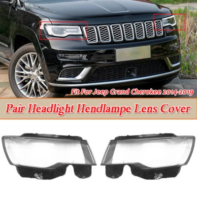 Par de piezas de repuesto de cubierta de lente de faros para Jeep Grand Cherokee 2014-2019 Foto 1 de 4