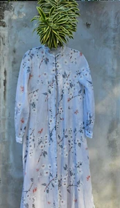 Mint Unworn 1970's Cotton Miss Dior Jr's Set Robe Dress Floral Print Lace Beauty - Picture 1 of 7