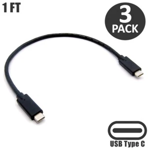 3x 1FT USB-C Type C Male to Male Cable PC Smartphone Charge Sync Laptop MacBook - Picture 1 of 3