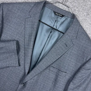 JOS A BANK Sport Coat Blazer Mens 52R Houndstooth Plaid Wool Gray Blue Signature - Picture 1 of 14