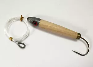 Rigged 4" Cedar Plug TACKLEWORKS Tuna Mahi Fishing Lure - Natural - Picture 1 of 1