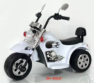White Harley Kids Electric Ride On Motorbike Motorcycle Car Motor Bike Scooter - Picture 1 of 4