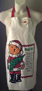 1984 BIALOSKY Teddybären KÜCHENSET Schürze Ofenhandschuh Topflappen 3-teilig LIEBER WEIHNACHTSMANN - Bild 1 von 2