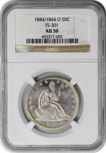 1844/1844-O Liberty Seated Silver Half Dollar MPD FS-301 AU50 NGC - Picture 1 of 4