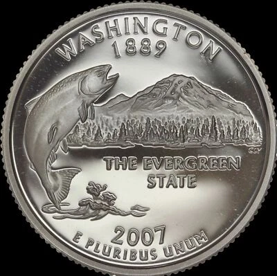 2007 S Washington State Quarter Gem PROOF Deep Cameo CN-Clad Coin - Image 1 of 3