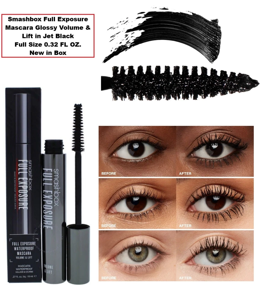 Smashbox Jet Black Full Exposure Mascara Full Size 0.32 OZ NIB Glossy Volume - Image 1 of 1