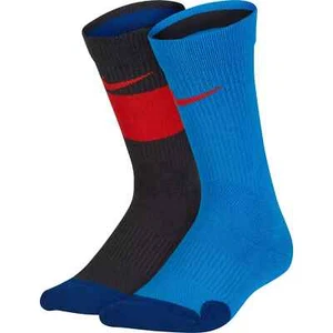 NIKE Youth Elite Basketball 2-Pack Crew Socks Blue Red Black - Boys Medium 5Y-7Y - Picture 1 of 2