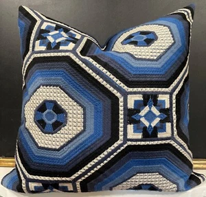 Ralph Lauren FORNILLO EMBROIDERY Mosaic Blue Heavily Embroidered Pillow Cover - Picture 1 of 12