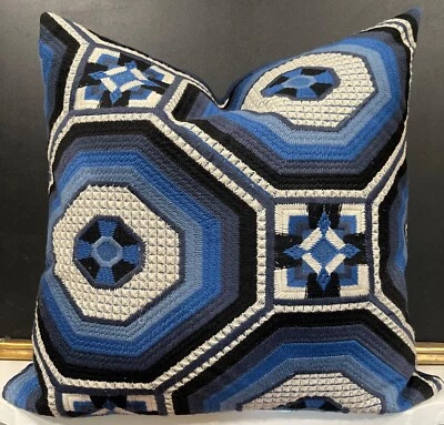 Ralph Lauren FORNILLO EMBROIDERY Mosaic Blue Heavily Embroidered Pillow Cover  - Image 1 of 4