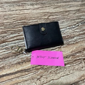 Betsey Johnson Wallet Small Black Cardholder Wallet Snap Closure Handbag Wallet - Picture 1 of 12