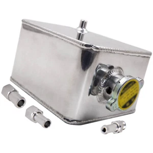 Tanque de agua de desbordamiento radiador refrigerante universal de aluminio pulido plateado de 2,5 L + tapa - Imagen 1 de 9