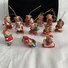 Vintage Miniature Bear Ornaments.  Complete Set Of 12 Made Of Resin.  Mini Tree?