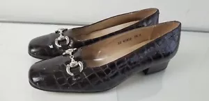 Lord and Taylor braune Lackleder-Halbschuhe Krokodildruck Größe 7,5 B - Bild 1 von 11