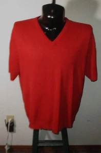 CLUB ROOM Red 100% Cashmere Short "Cut-Off" Sleeve Sweater Men's Size XL - Picture 1 of 6