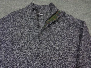 Barbour Sid Buttoned Half Zip Wool Blend Sweater Men L Navy Marl Winter EUC - Picture 1 of 15