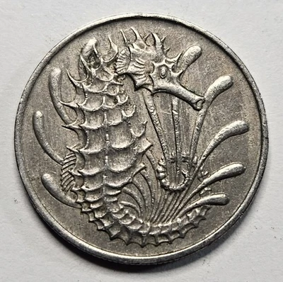Singapur 1967 10 centavos de Singapur - Moneda de caballito de mar - Moneda del mundo - Bonito detalle Foto 1 de 4
