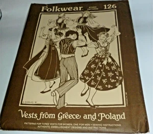 Folkwear 126 Griechisch Polnische Weste Hochzeit Kostüm Schnittmuster Vintage 82 LARP - Bild 1 von 4
