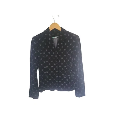 Chaqueta Blazer Floral Terciopelo Negro Vintage Laura Ashley Talla 4 Foto 1 de 4