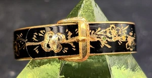 Vintage Hayward 1950's 12K Gold Filled Superb Buckle Bangle Enamel Bracelet !! - Picture 1 of 2