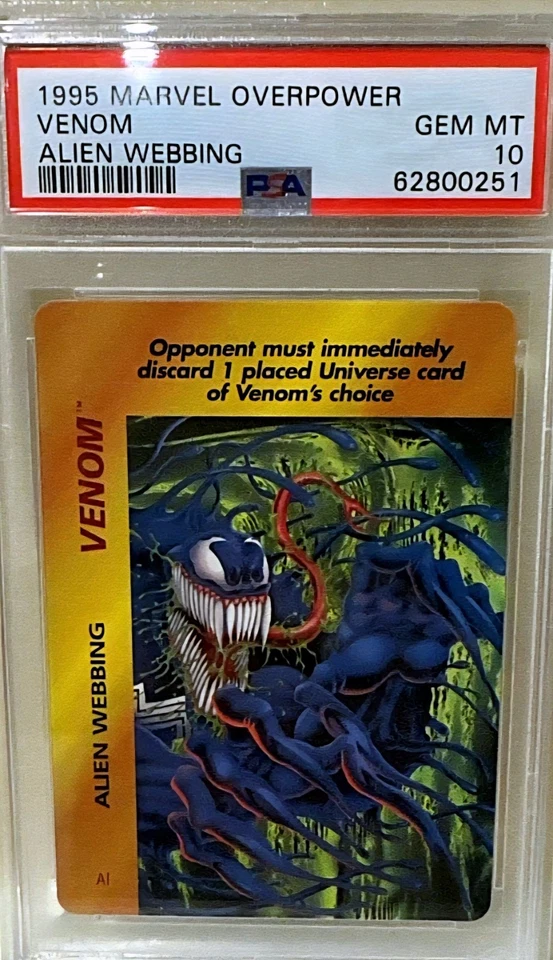 1995 年漫威 OVERPOWER VENOM Alien WEBBING PSA 10 低帮流行非常罕见 — 第 1/2 张图片