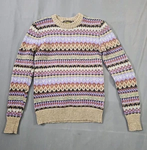 Vtg Sears Sportswear Sweater Mens Medium Purple Gray Plaid Wool Blend 80s - Picture 1 of 10