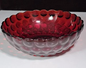 Vintage Anchor Hocking Ruby Red Bubble Bowl 8" Large Bowl Serving Dish Vgood - Picture 1 of 5