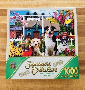 New Masterpieces Signature Collection 1000 Pc Jigsaw Puzzle Dog's Country Resort - Picture 1 of 7
