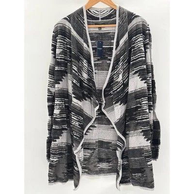 Cárdigan Suéter Cascada Lucky Brand Mujer Mediano Negro Gris Suroeste Nuevo Foto 1 de 4
