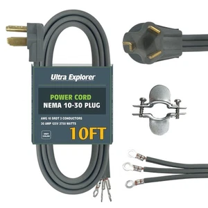 10 AWG 3 Prong Dryer Cord 10 Ft Heavy Duty Appliance Cord SRDT 30 Amp Power C - Picture 1 of 7