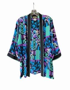 Camicetta kimono tunica ballerine tango Bob Mackie indossabile arte 100% seta taglia M - Foto 1 di 15