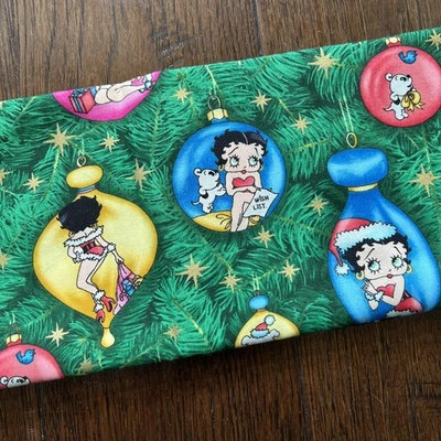 Fleischer Studios Betty Boop Christmas Ornament Fabric Gold Stars- Half Yard VTG - Image 1 of 3