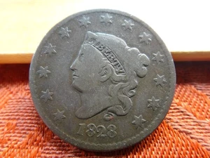 1828 US Coronet Head Large Cent 1c Copper Coin - No Reserve - Free S&H USA - Bild 1 von 2