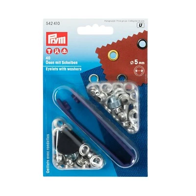 Prym 5mm Nickel Plated Eyelets Plus Washers Pack of 40  542410 - image 1 of 2