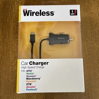 Just Wireless 1 AMP Black Car Charger ~High Speed Charge~ Brand New Sealed Box - Image 1 of 4