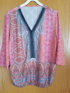 Schlupfbluse Gr. 44 rosa mit Paisleymuster - Bild 1 von 4