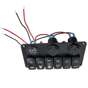 6 Gang Blue LED Toggle Rocker Switch Panel Breaker for Trunk Van Marine Boat 12V - Picture 1 of 8