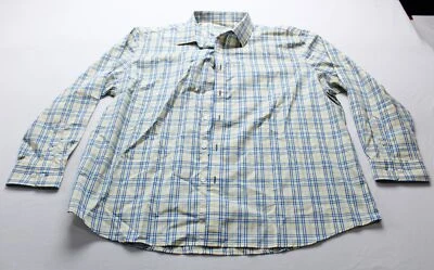 Haggar Men's Classic Fit Premium Comfort Plaid Shirt JL3 Yellow/Blue Size: 34/35 - Image 1 of 3