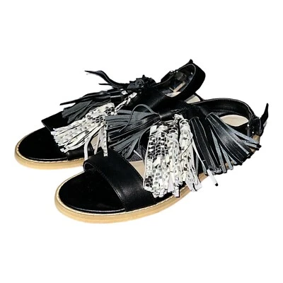 Saks Fifth Avenue Maria Black Nappa Tassel Open Toe Sandals Women’s 7.5 - Image 1 of 4