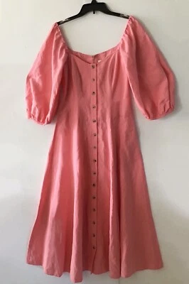 Vestido Mara Hoffman Sophie Rosa Suelto Calce Suave Nuevo con Etiquetas Midi Manga Abullonada 4 Foto 1 de 2