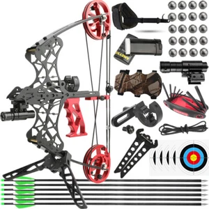18" Mini Compoundbogen Pfeil Set 45lbs Stahlkugel Jagdbogen Bogenschießen RH LH - Picture 1 of 23