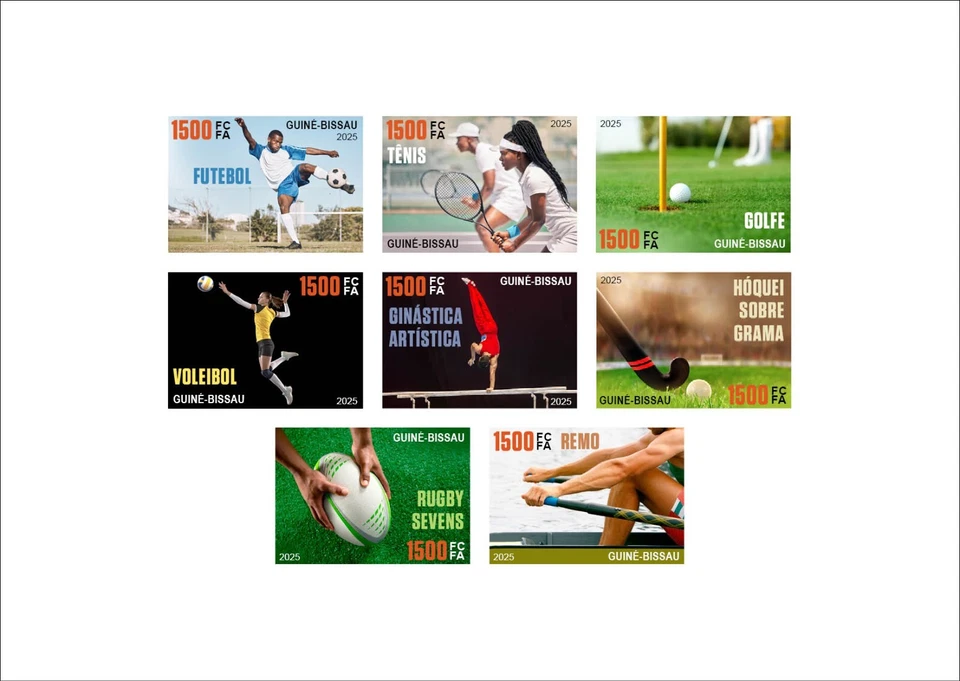 GUINEA BISSAU 2025 PROOF FOOTBALL GOLF GYM RUGBY TENNIS VOLLEYBALL HOCKEY ROWING - image 1 of 1