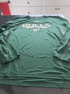 MEN'S UNDER ARMOUR LONG SLEEVE USF SOUTH FLORIDA BULLS SHIRT GREEN LARGE L NWT - Picture 1 of 4